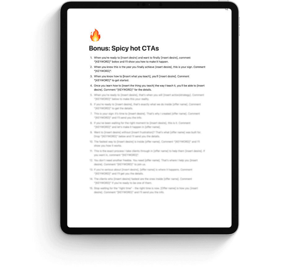 A tablet showing the CTA templates, overlapping the notebook